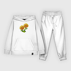 Костюм хлопковый детский Двойные подсолнухи, цвет: белый