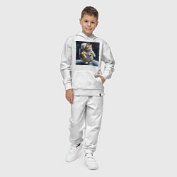 Костюм хлопковый детский Толстый котик астронавт, цвет: белый — фото 2