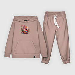 Костюм хлопковый детский Christmas angry dragon, цвет: пыльно-розовый