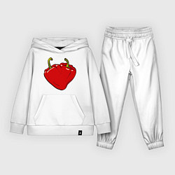 Костюм хлопковый детский Сердце из красных перцев как символ любви к еде, цвет: белый