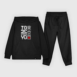 Костюм хлопковый детский Токио типографика, цвет: черный