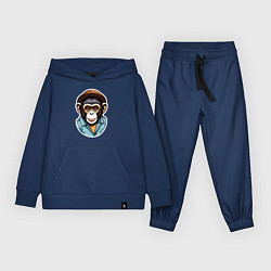 Костюм хлопковый детский Портрет обезьяны в шляпе, цвет: тёмно-синий
