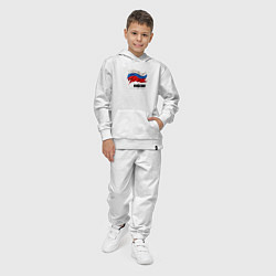 Костюм хлопковый детский Развевающийся флаг России с надписью, цвет: белый — фото 2