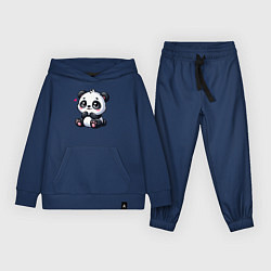 Костюм хлопковый детский Забавная маленькая панда, цвет: тёмно-синий