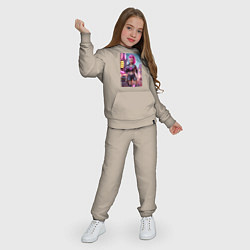 Костюм хлопковый детский Барби в кожаных шортах - модница, цвет: миндальный — фото 2