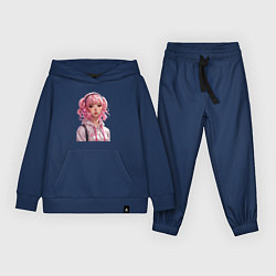 Костюм хлопковый детский Розовая девушка анимэ, цвет: тёмно-синий