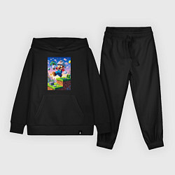 Костюм хлопковый детский Марио и Майнкрафт - коллаба, цвет: черный