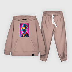 Костюм хлопковый детский Cyber Bart Simpson - neon glow ai art, цвет: пыльно-розовый