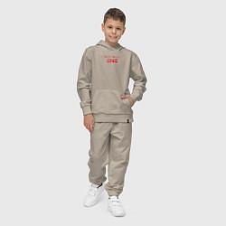 Костюм хлопковый детский BTS надпись map of the soul one, цвет: миндальный — фото 2