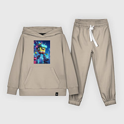 Костюм хлопковый детский Cyber Sponge Bob - neon glow fantasy, цвет: миндальный