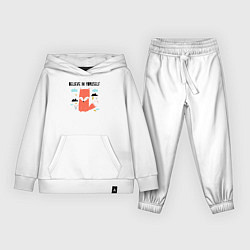 Костюм хлопковый детский Лисичка - верь в себя, цвет: белый