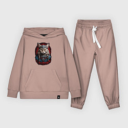 Костюм хлопковый детский Кот викинг, цвет: пыльно-розовый