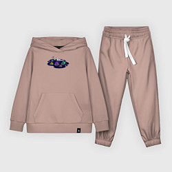 Костюм хлопковый детский Космическое плавание, цвет: пыльно-розовый