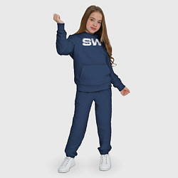 Костюм хлопковый детский Street Workout OldSchool White Hoodie, цвет: тёмно-синий — фото 2