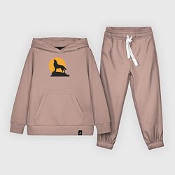 Костюм хлопковый детский Волк на закате, цвет: пыльно-розовый