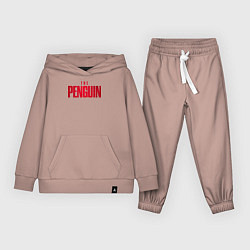 Костюм хлопковый детский The penguin logo, цвет: пыльно-розовый
