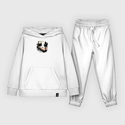 Костюм хлопковый детский Велосипедист и медведь, цвет: белый