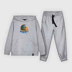 Костюм хлопковый детский Увлеченная рыба-рыбак ловит рыбу удочкой, цвет: меланж