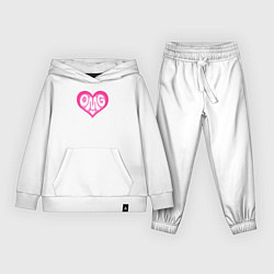 Костюм хлопковый детский Oh my god love, цвет: белый