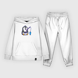 Костюм хлопковый детский Пингвинёнок рыбак, цвет: белый