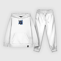 Костюм хлопковый детский Маска самурая с синим пламенем, цвет: белый