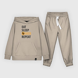 Костюм хлопковый детский Еда сон пчёлы, цвет: миндальный