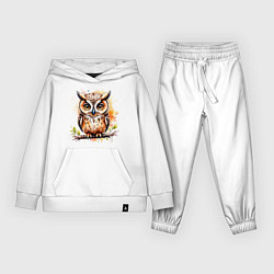 Костюм хлопковый детский Акварельная сова, цвет: белый