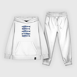 Костюм хлопковый детский Рыбки акварелью, цвет: белый