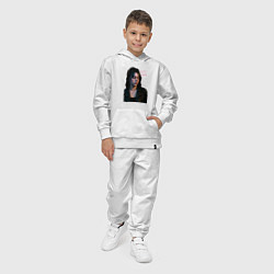 Костюм хлопковый детский Билли Айлиш смотрит вниз, цвет: белый — фото 2