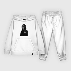 Костюм хлопковый детский Bones в капюшоне с наушниками, цвет: белый