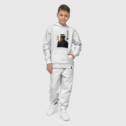 Костюм хлопковый детский Мужчина капитан с трубкой поп-арт ретро 1970-е, цвет: белый — фото 2