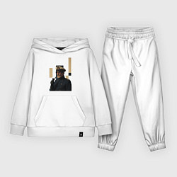 Костюм хлопковый детский Мужчина капитан с трубкой поп-арт ретро 1970-е, цвет: белый