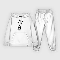 Костюм хлопковый детский Чёрно-белый портрет жирафа, цвет: белый