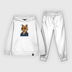 Костюм хлопковый детский Лиса в очках, цвет: белый