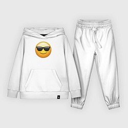 Костюм хлопковый детский Смайлик в очках, цвет: белый