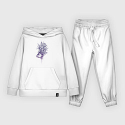 Костюм хлопковый детский Рыба с цветами, цвет: белый