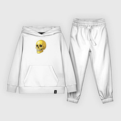 Костюм хлопковый детский Желтый череп, цвет: белый