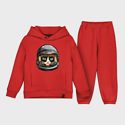 Детский костюм оверсайз Кот космонавт, цвет: красный
