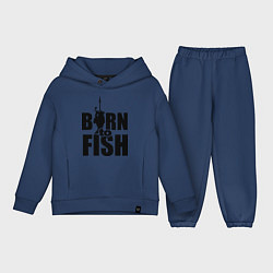 Детский костюм оверсайз Born to fish, цвет: тёмно-синий