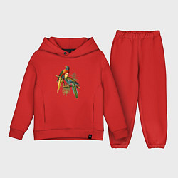 Детский костюм оверсайз Тропические попугаи, цвет: красный