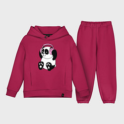 Детский костюм оверсайз Panda in headphones панда в наушниках, цвет: маджента