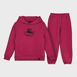 Детский костюм оверсайз Whale forest, цвет: маджента
