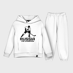 Детский костюм оверсайз Russia: Hockey Champion, цвет: белый