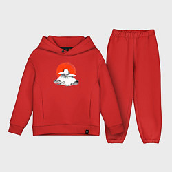 Детский костюм оверсайз Гора Фудзияма, цвет: красный