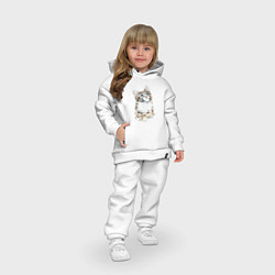 Детский костюм оверсайз Котенок с ромашками, цвет: белый — фото 2