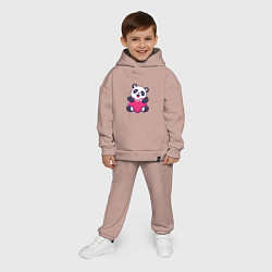 Детский костюм оверсайз Панда love, цвет: пыльно-розовый — фото 2