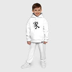 Детский костюм оверсайз Японский иероглиф Семья, цвет: белый — фото 2