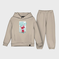 Детский костюм оверсайз Санта со списком плохишей, цвет: миндальный