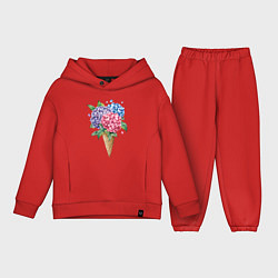 Детский костюм оверсайз Букет цветов в рожке, цвет: красный