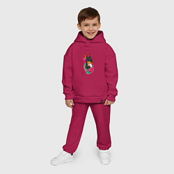 Детский костюм оверсайз Доберман меломан, цвет: маджента — фото 2